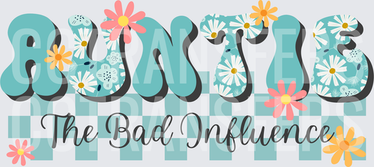 Auntie The Bad Influence Floral Checkered Groovy (DTF)
