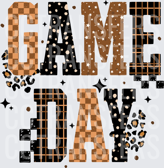 Game Day Mixed Pattern Varsity Letters Leopard Print (DTF)