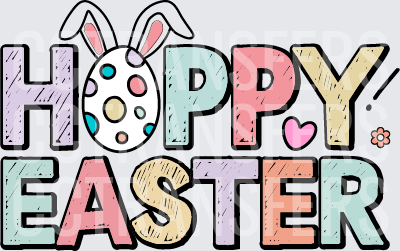 Hoppy Easter Bunny Ears Colorful Spring Text (DTF)