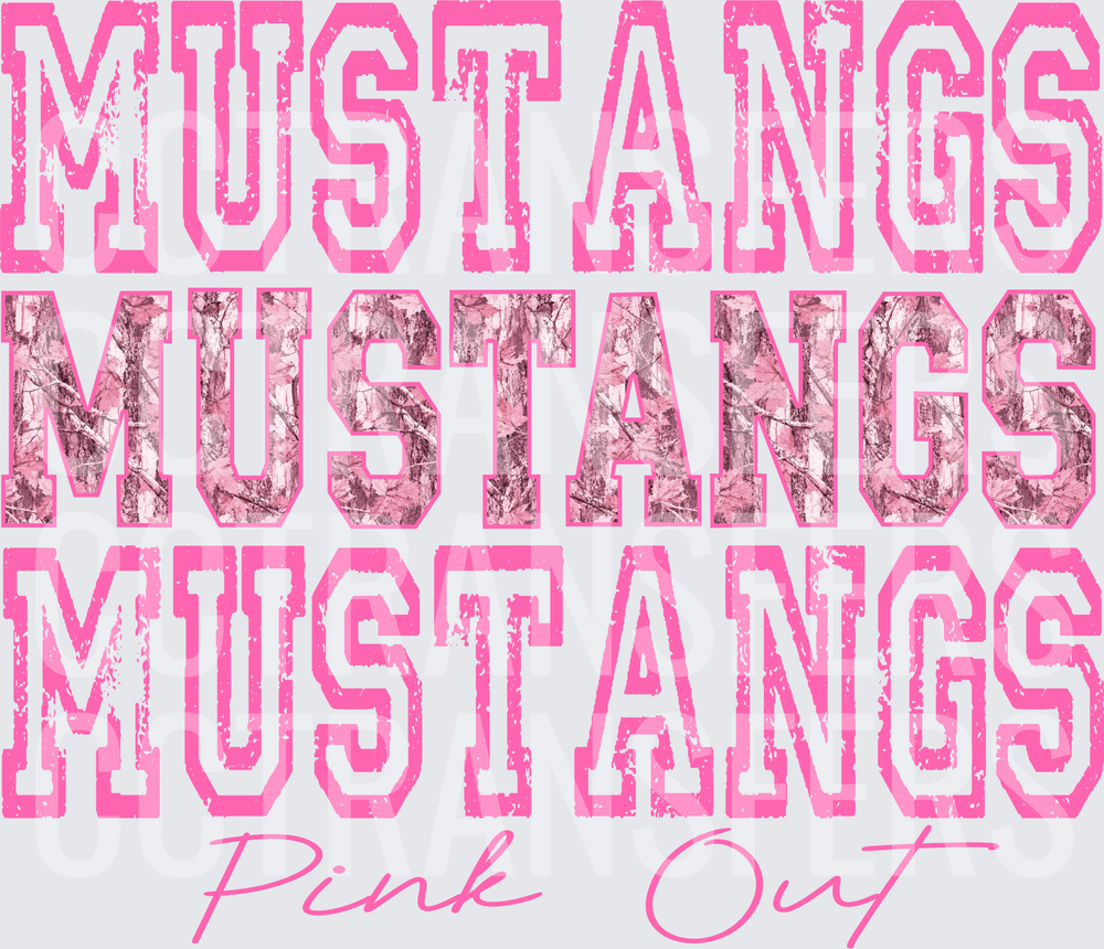 Mustangs Triple Stack Pink Camo Pink Out (DTF)