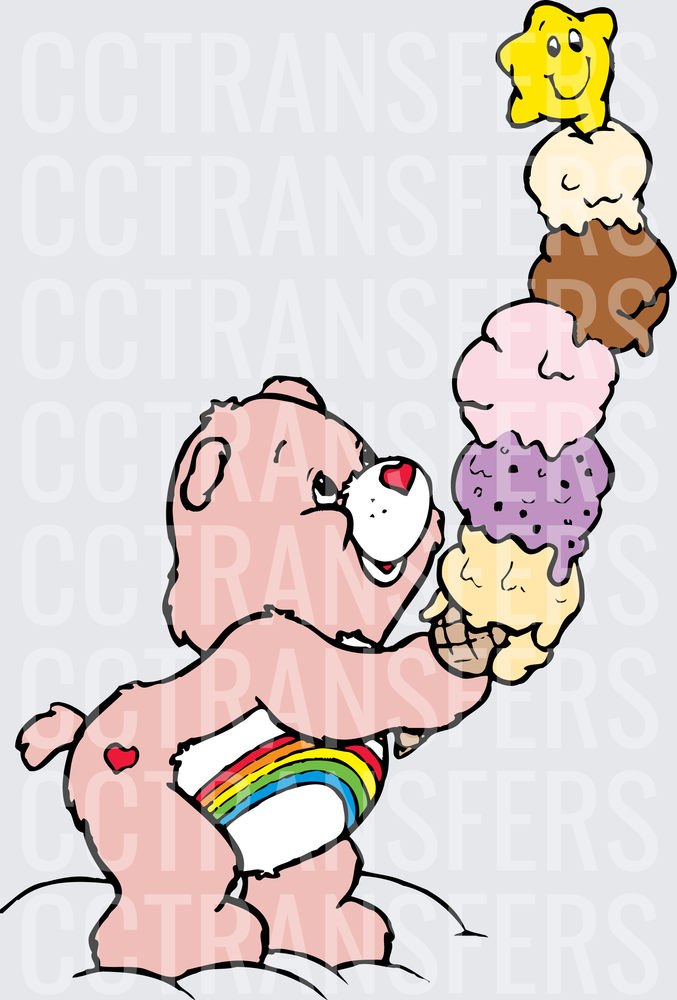 Pink Bear Rainbow Belly Towering Ice Cream Cone (DTF)