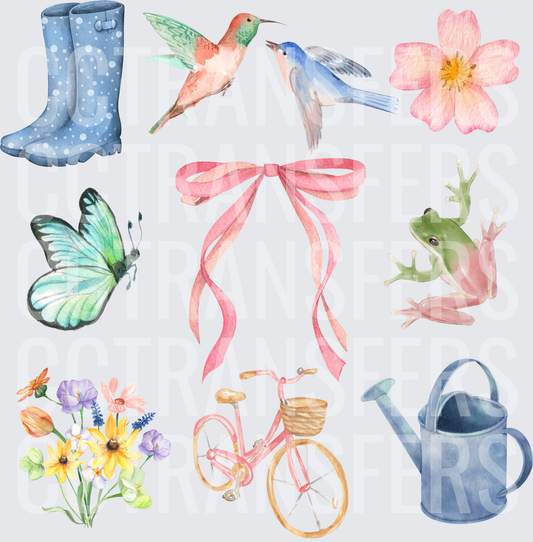 Watercolor Spring Garden Elements Bundle (DTF)