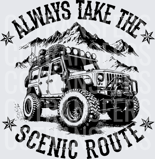 Always Take The Scenic Route Off-Road 4x4 Mountain (DTF)
