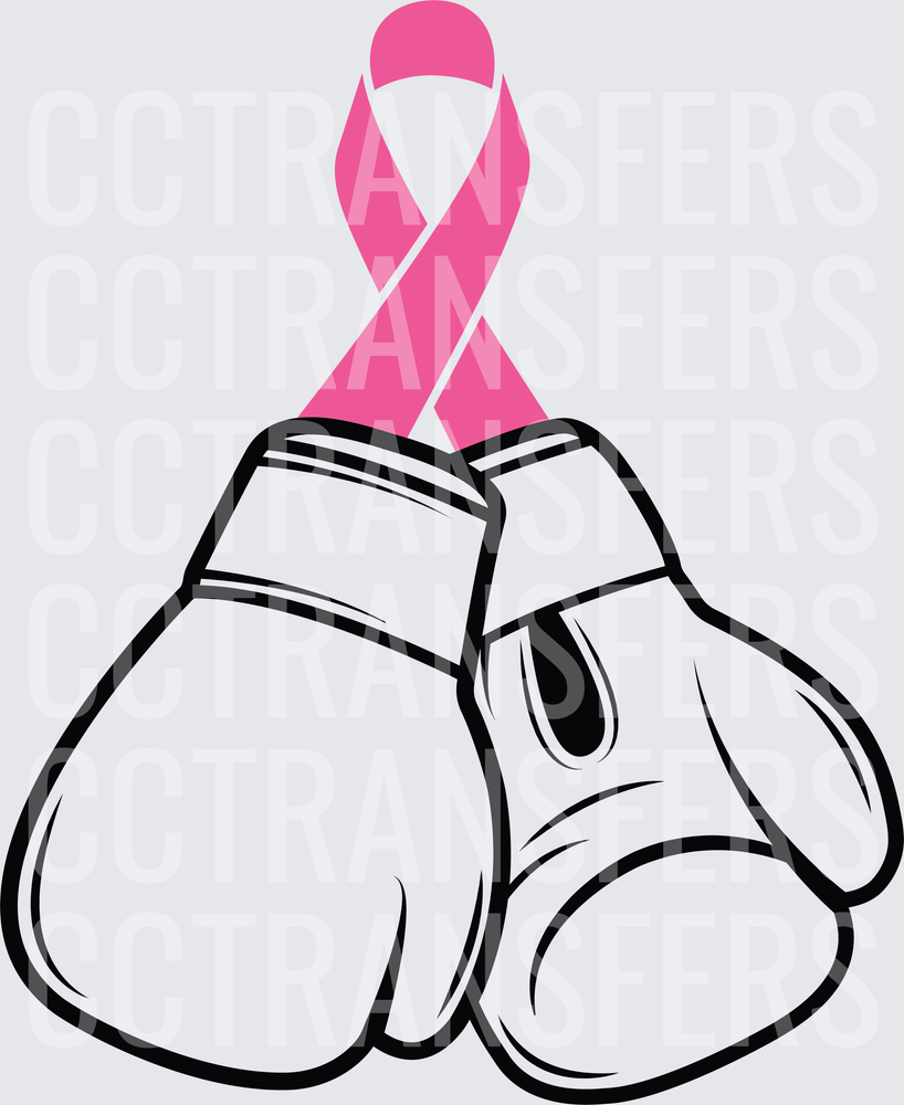 Pink Ribbon Boxing Gloves Breast Cancer Awareness (DTF)