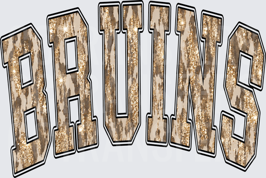 Bruin Arched Gold Glitter Sequin Letters (DTF)