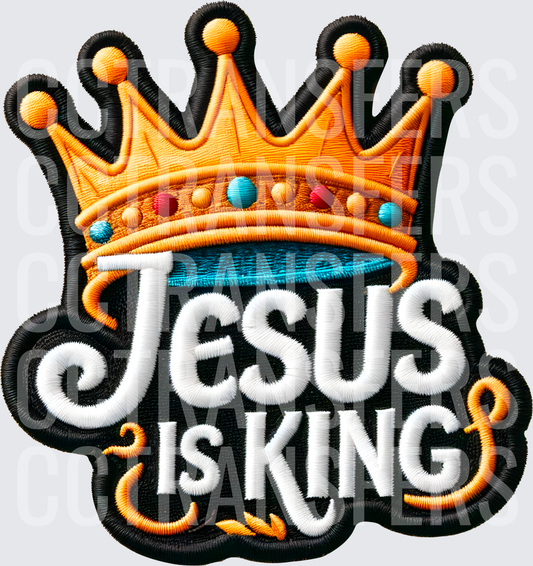 Jesus Is King Embroidered Patch Style Crown Design (DTF)