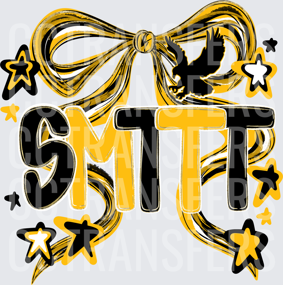 SMTTT Bold Letters Gold Black Bow Eagle Stars (DTF)