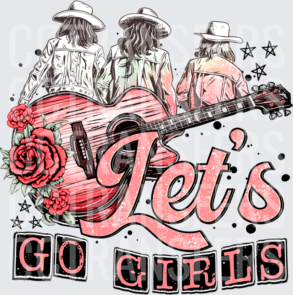 Let's Go Girls Cowgirl Trio Guitar Roses (DTF)