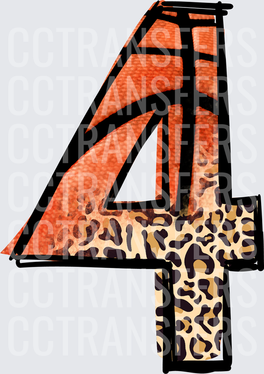Number Four Basketball and Leopard Print Blend (DTF)