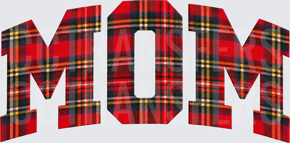 Red Plaid Varsity MOM Block Letters (DTF)