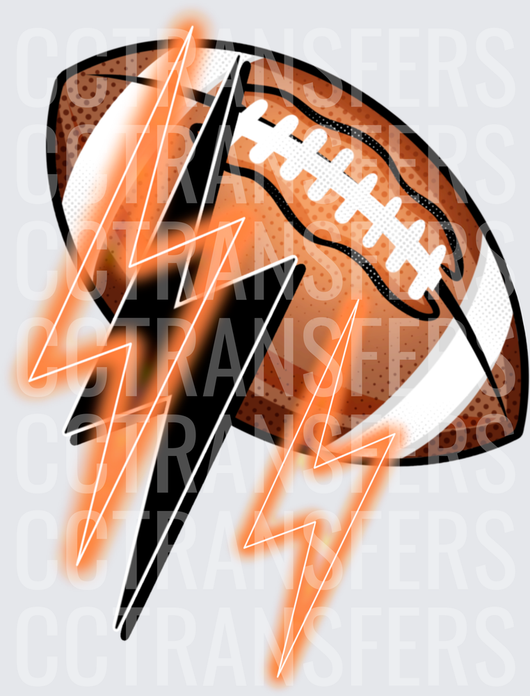 Football with Orange Lightning Bolts (DTF)