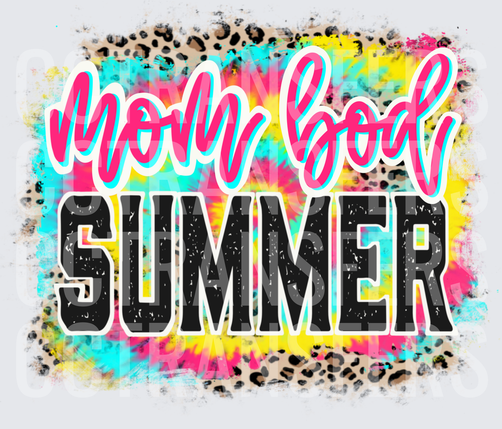 Mom Bod Summer Tie Dye Leopard Bold Graphic (DTF)