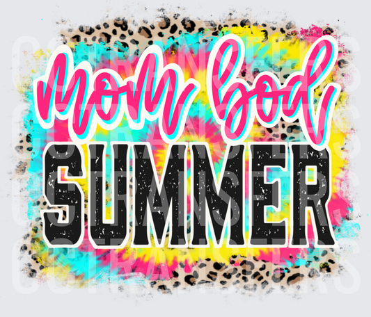 Mom Bod Summer Tie Dye Leopard Bold Graphic (DTF)