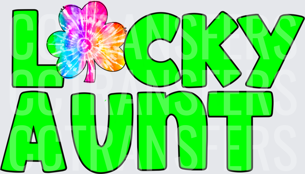 Lucky Aunt Tie-Dye Shamrock St. Patrick's Day (DTF)