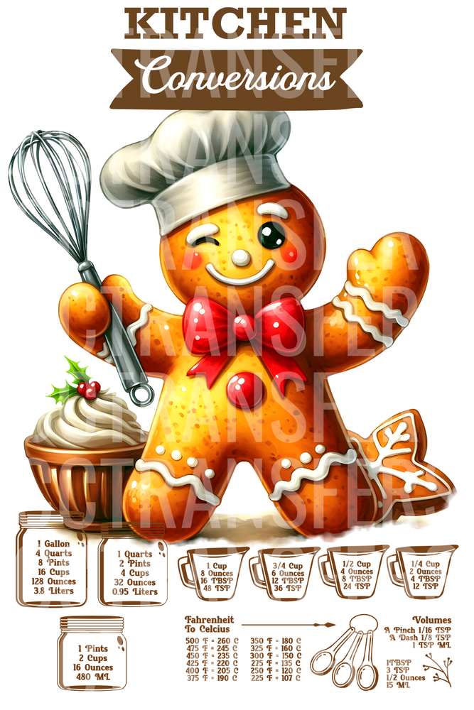 Kitchen Conversions Gingerbread Chef Baking Guide (DTF)
