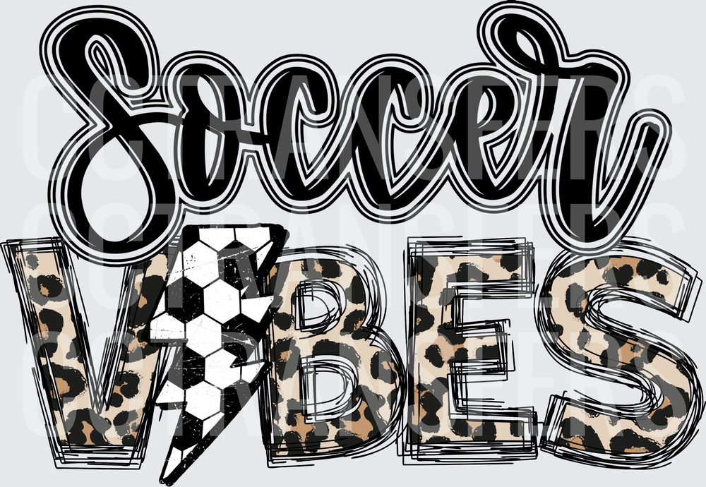 Soccer Vibes Leopard Print Lightning Bolt Ball (DTF)