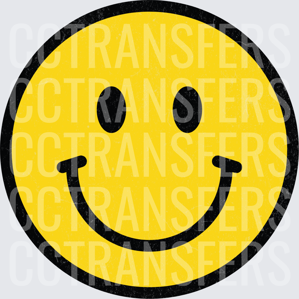 Vintage Distressed Yellow Happy Smiley Face (DTF)
