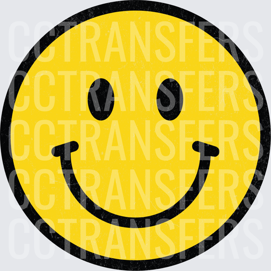 Vintage Distressed Yellow Happy Smiley Face (DTF)