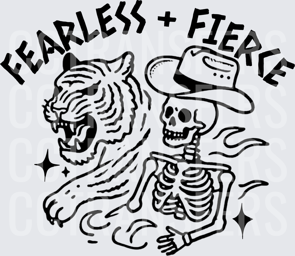 Fearless + Fierce Cowboy Skeleton Riding Tiger (DTF)