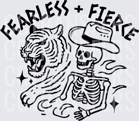 Fearless + Fierce Cowboy Skeleton Riding Tiger (DTF)