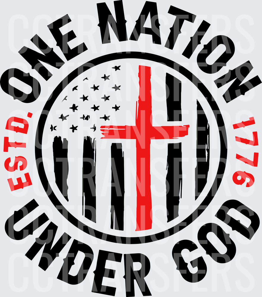 One Nation Under God Estd 1776 Cross Flag Circle (DTF)