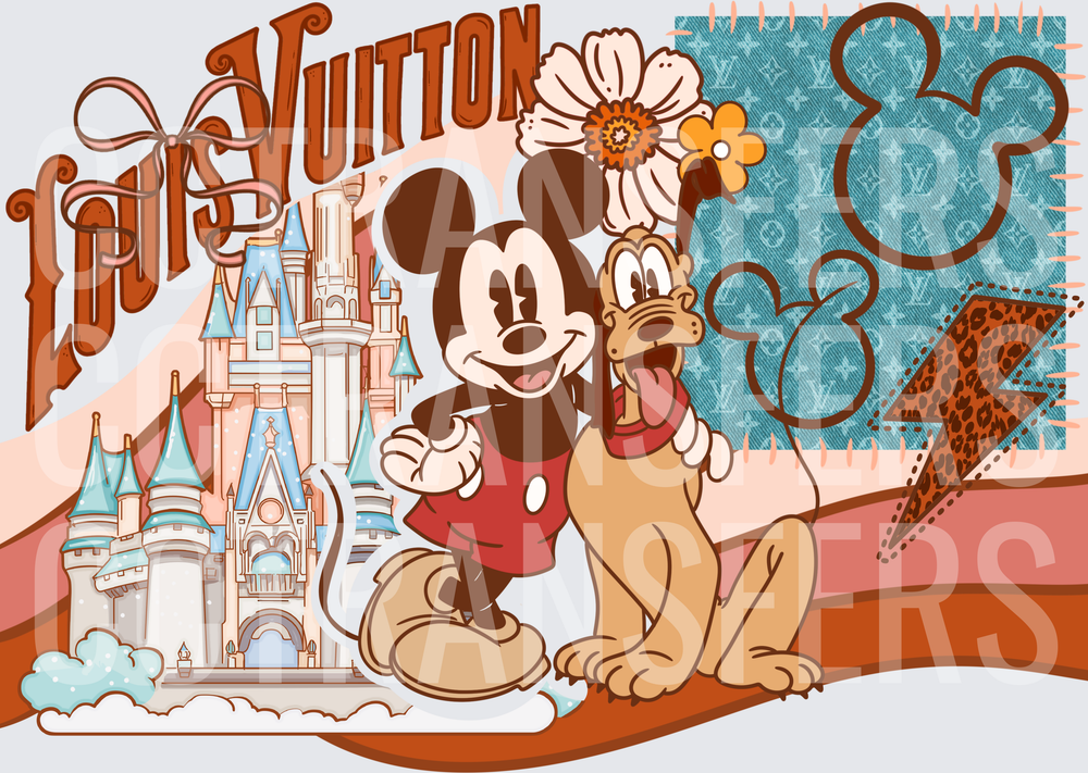 Retro Mouse & Dog Pal Castle Floral Luxury Fashion (DTF)