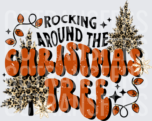 Rocking Around The Christmas Tree Leopard Trees DTF
