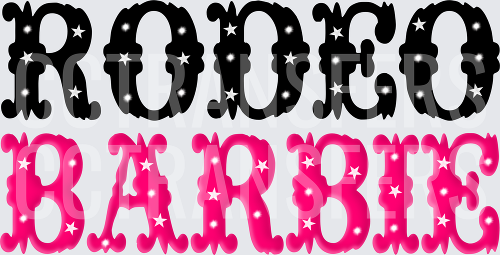 Rodeo Barbie Western Star Bold Typography (DTF)