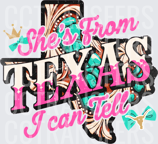 She's From Texas I Can Tell Turquoise Western (DTF)
