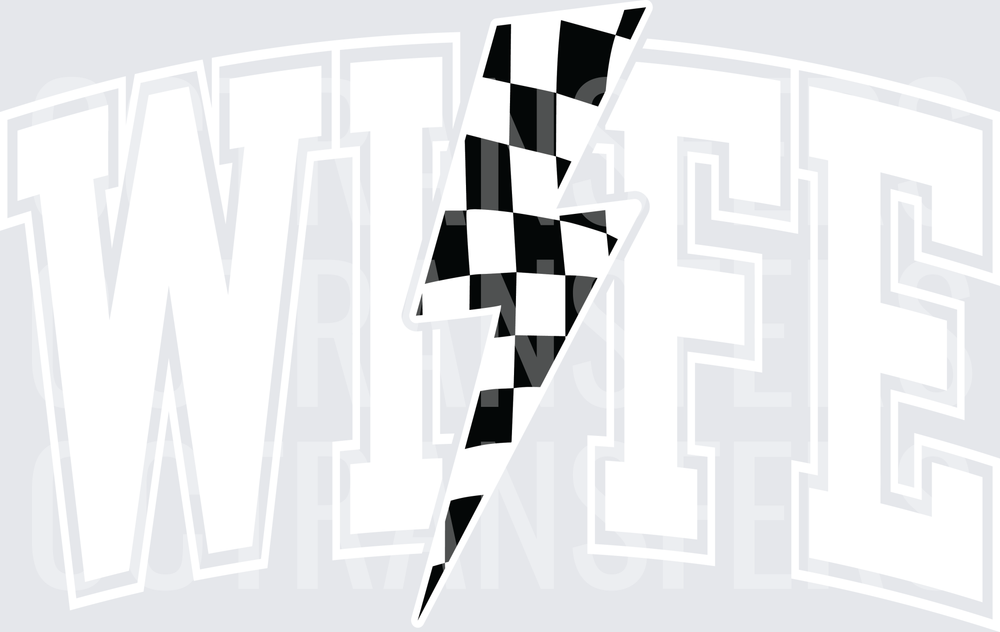 Black and White Checkered Racing Flag Lightning Bolt (DTF)