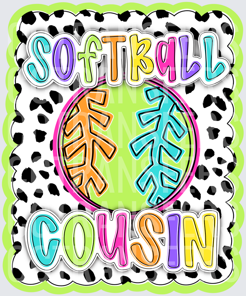 Softball Cousin Colorful Ball Dalmatian Print (DTF)