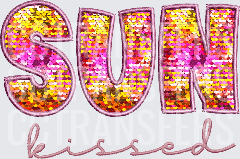 Sun Kissed Sequin Embroidery Patch Letter Design (DTF)