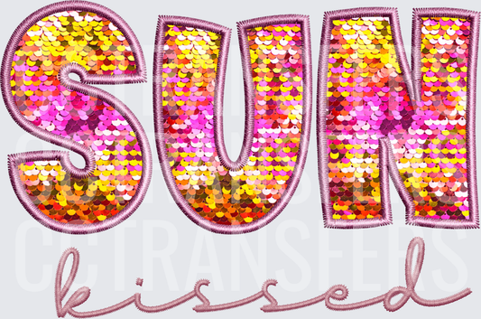 Sun Kissed Sequin Embroidery Patch Letter Design (DTF)