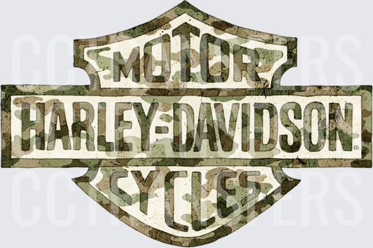Camo Motor Harley-Davidson Cycles Bar Shield Logo (DTF)