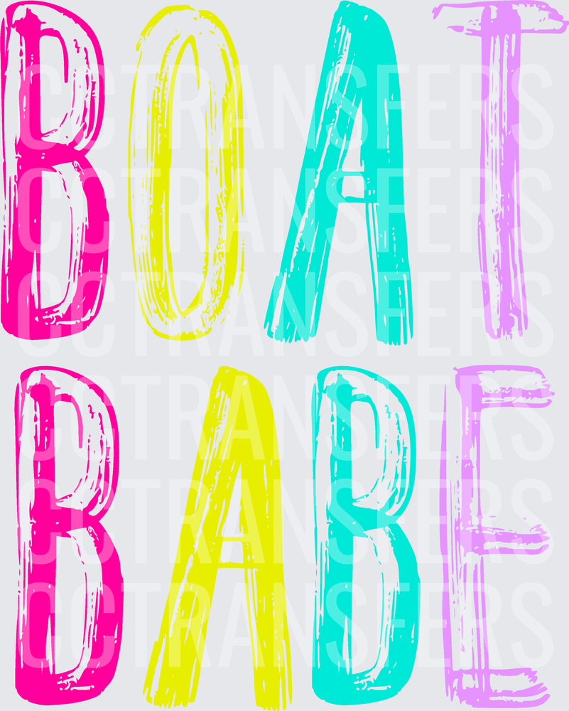 Boat Babe Colorful Brush Letter Design (DTF)