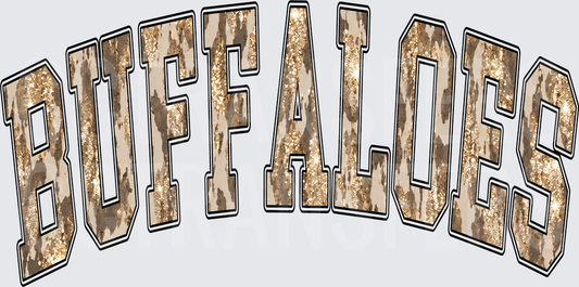 Buffaloes Arched Varsity Glitter Cowhide Letters (DTF)