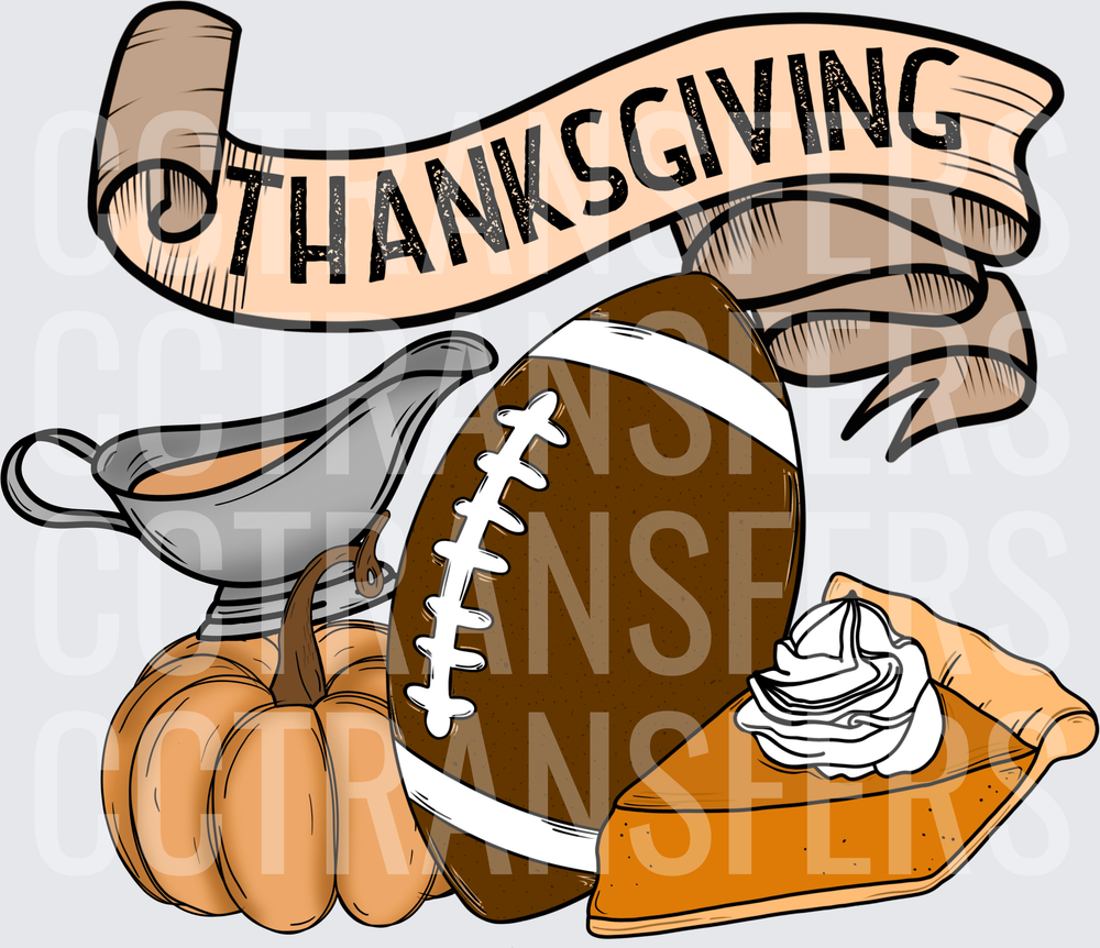 Thanksgiving Football Pumpkin Pie Gravy Banner (DTF)