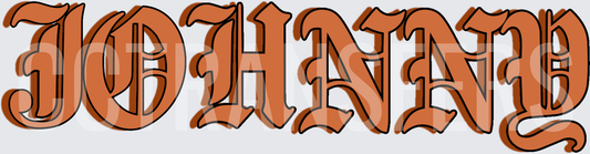 Johnny Old English Gothic Bold Name Lettering Brown (DTF)
