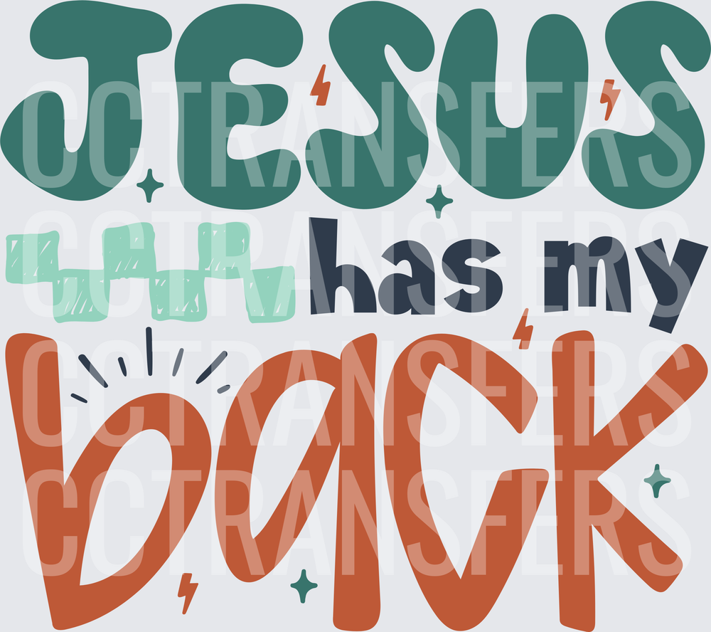 Jesus Has My Back Christian Cross Retro Lettering (DTF)