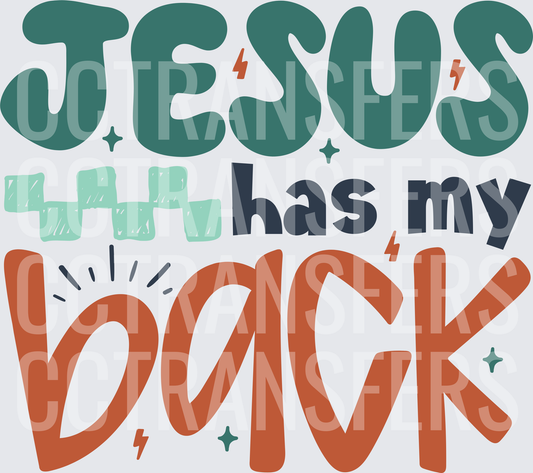 Jesus Has My Back Christian Cross Retro Lettering (DTF)