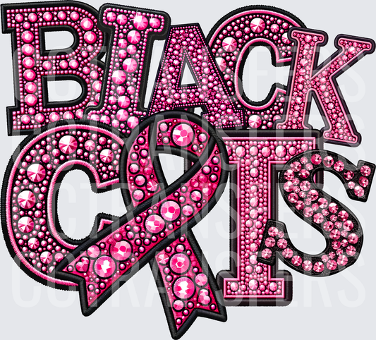 Black Girls Rhinestone Pink Ribbon Awareness Bling (DTF)
