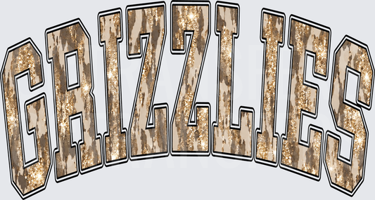 Grizzlies Arched Glitter Cowhide Varsity Letters (DTF)