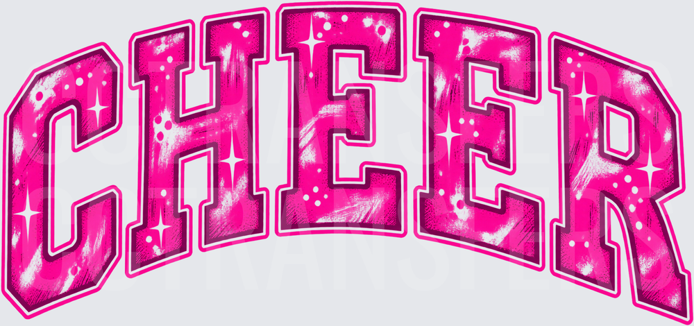 Arched Hot Pink Glitter Sparkle CHEER Bold Letters (DTF)