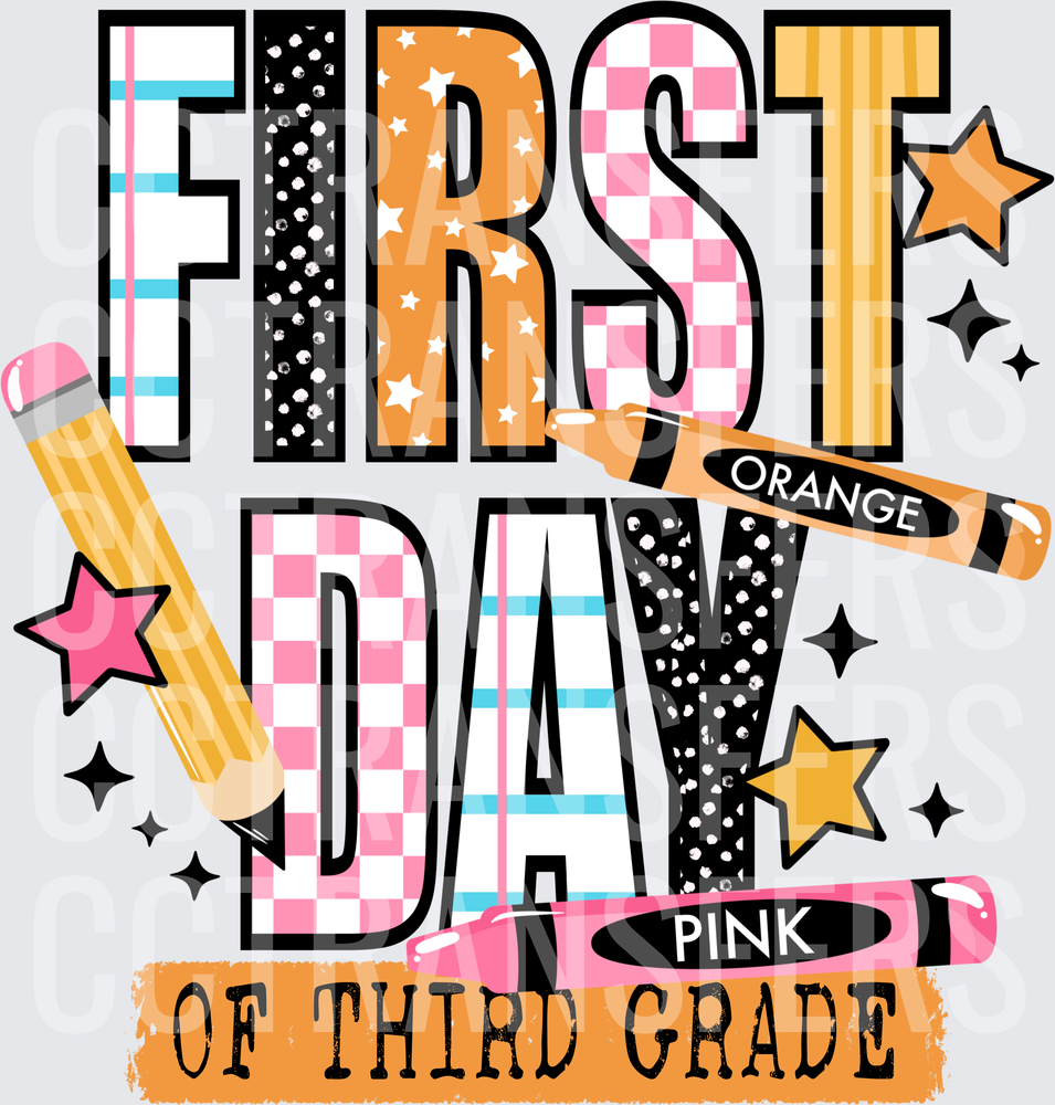 First Day of Third Grade Retro School Supply (DTF)