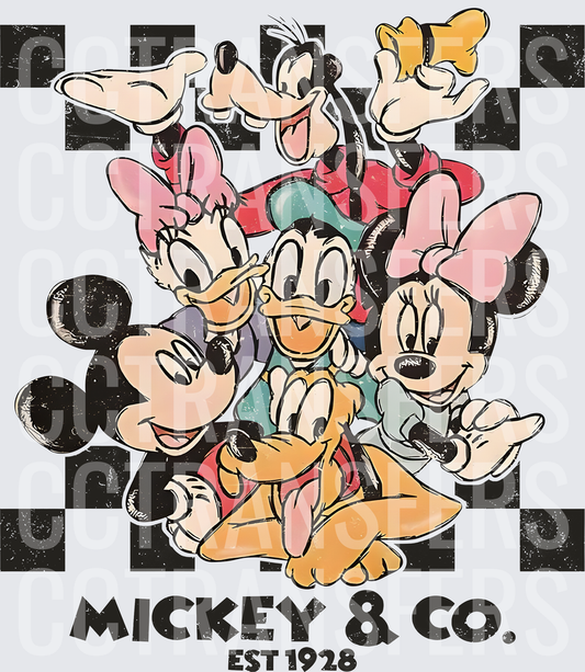 Vintage Cartoon Friends Mickey & Co Est 1928 Checkered (DTF)
