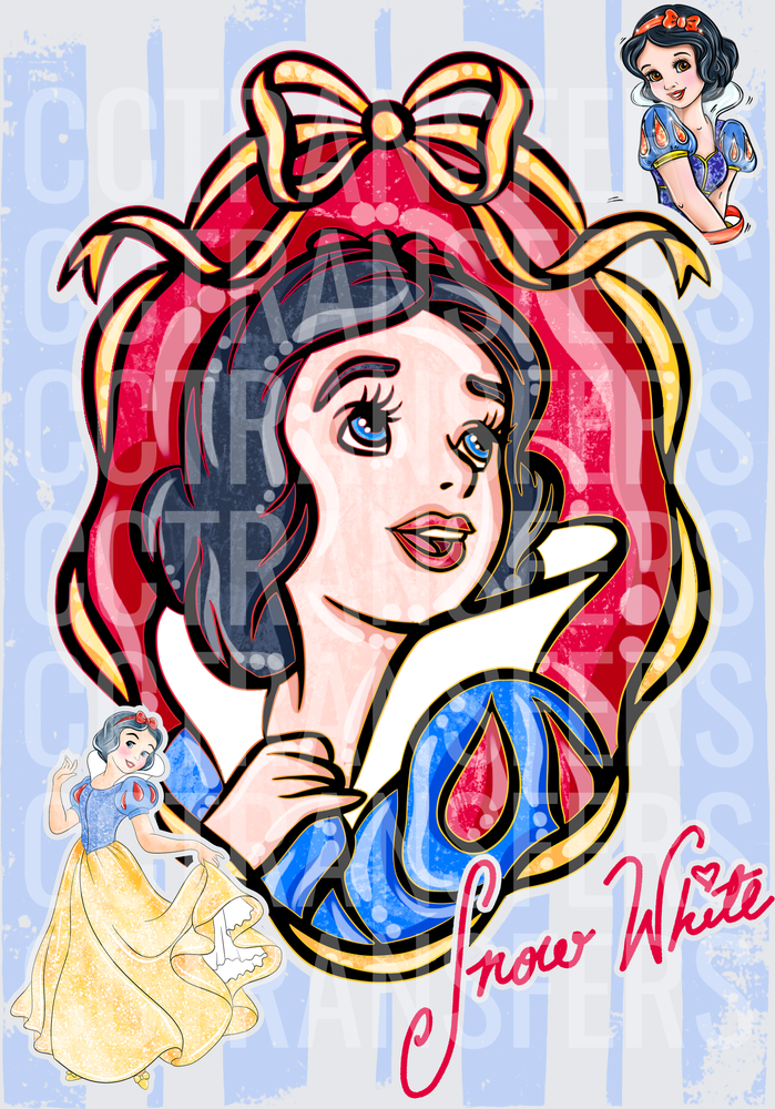 Snow White Princess Portrait Collage DTF