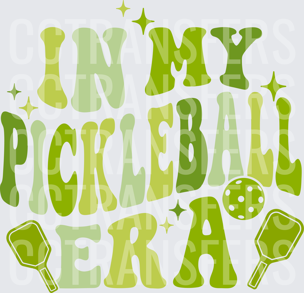 In My Pickleball Era Retro Green Paddle Ball (DTF)