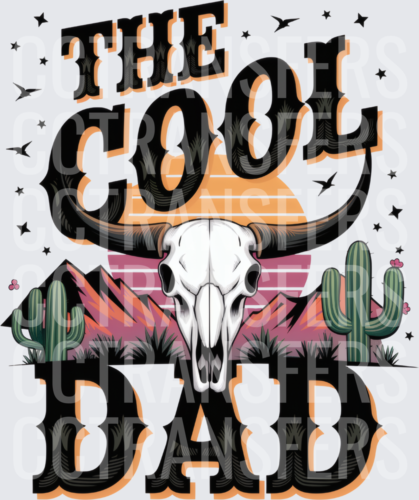 The Cool Dad Western Bull Skull Desert Scene (DTF)
