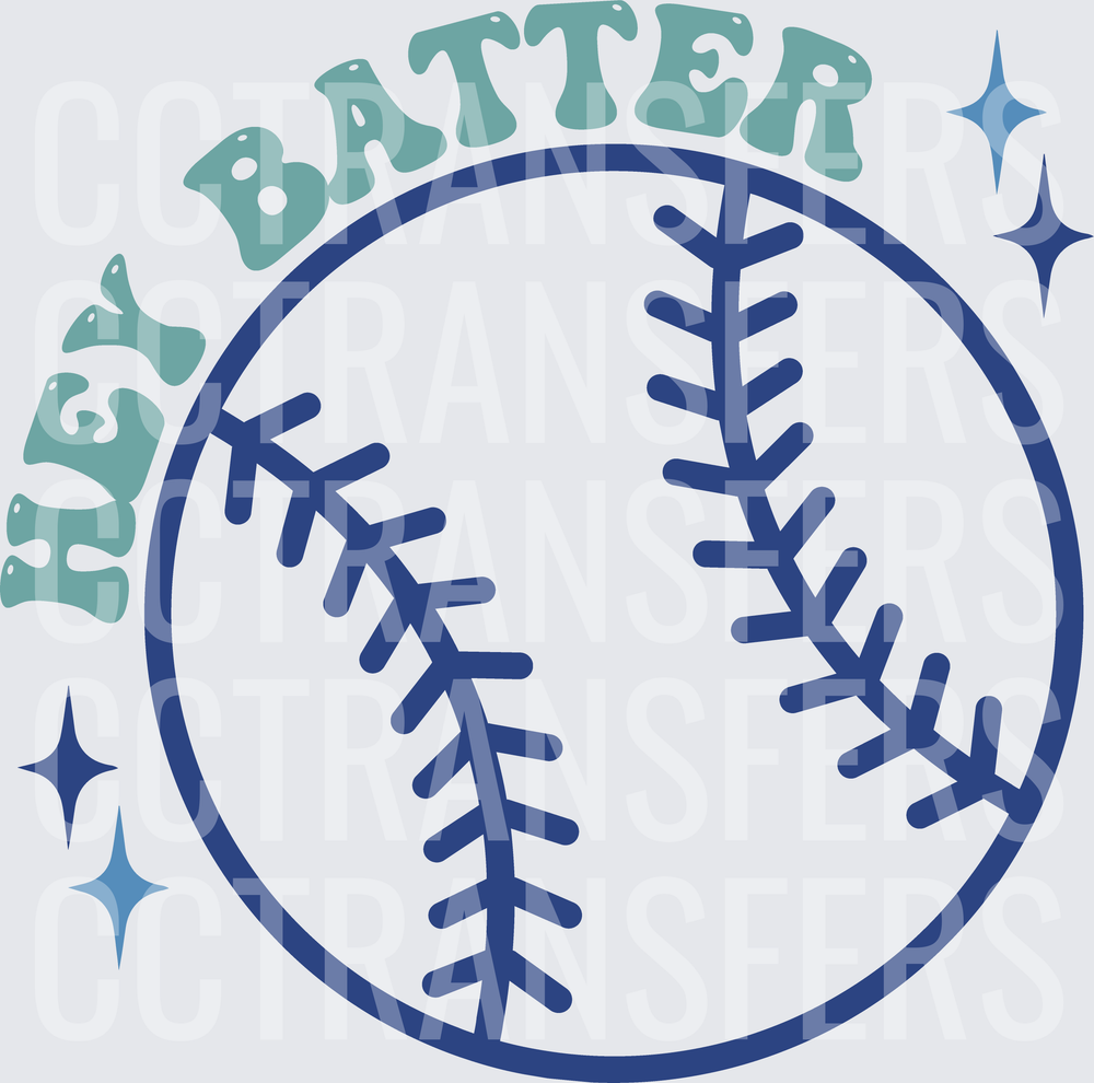 Hey Batter Baseball with Sparkle Accents (DTF)