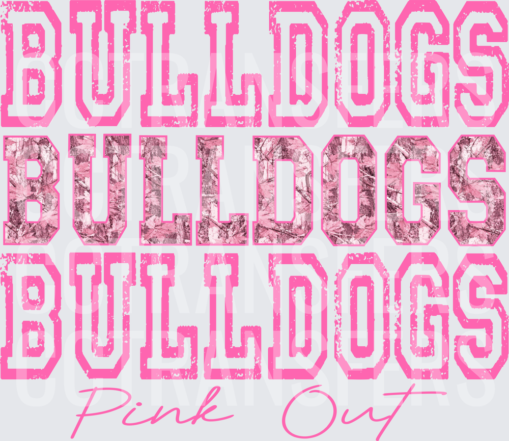 Bulldogs Pink Out Triple Stack Pink Camo Varsity (DTF)
